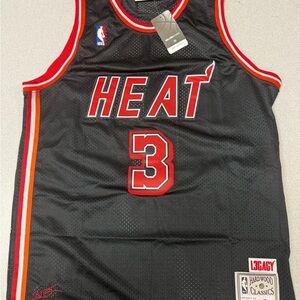 Miami Heat Dwayne Wade Mitchell & Ness Black and Red Heat Jersey